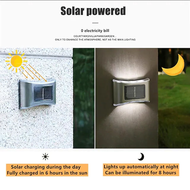 4-Piece: Solar Outdoor 6 LED Waterproof Wall Lights __stock:200 Outdoor Lighting refund_fee:1200 Warranty