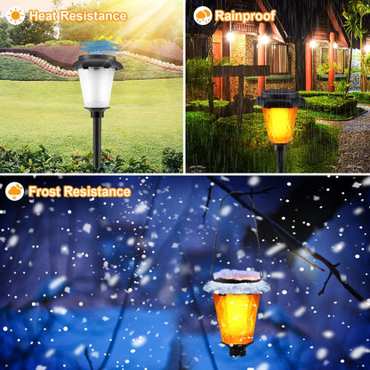 4-Piece: Solar Torch Outdoor Light with Flickering Flame __stock:250 Outdoor Lighting refund_fee:1200 Warranty