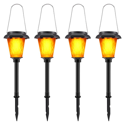 4-Piece: Solar Torch Outdoor Light with Flickering Flame __stock:250 Outdoor Lighting refund_fee:1200 Warranty