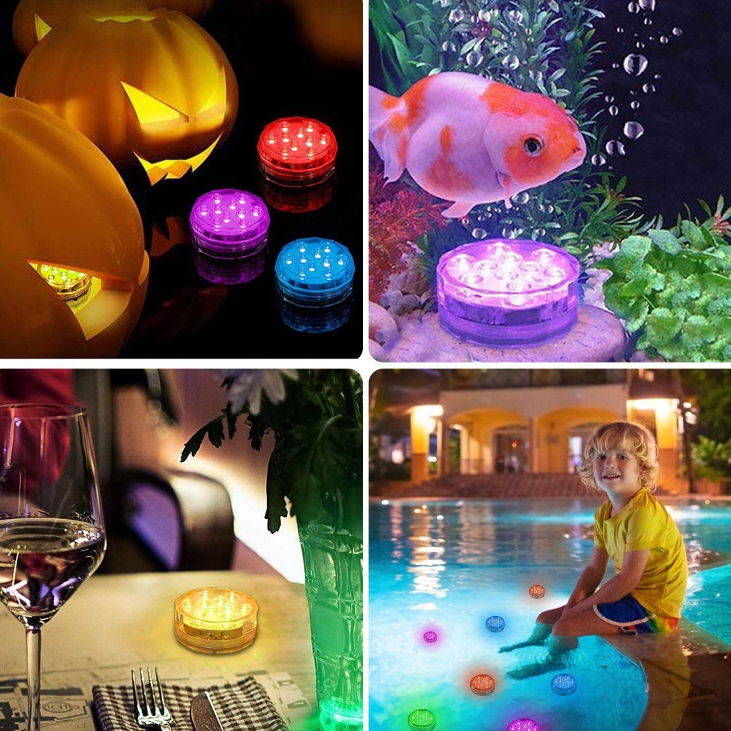 4-Piece: Submersible RGB LED Lights Indoor Lighting refund_fee:1200 Warranty