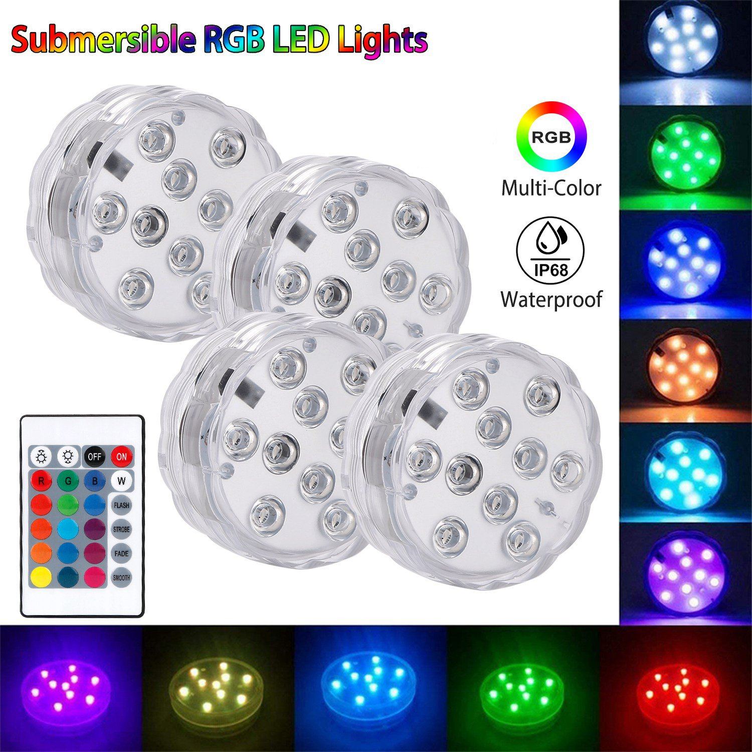 4-Piece: Submersible RGB LED Lights Indoor Lighting refund_fee:1200 Warranty