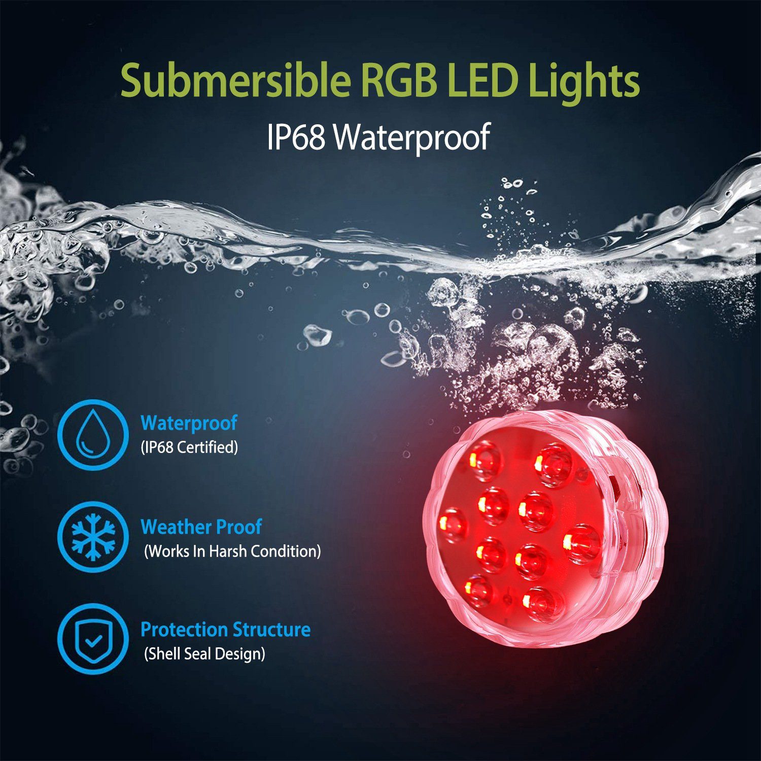 4-Piece: Submersible RGB LED Lights Indoor Lighting refund_fee:1200 Warranty