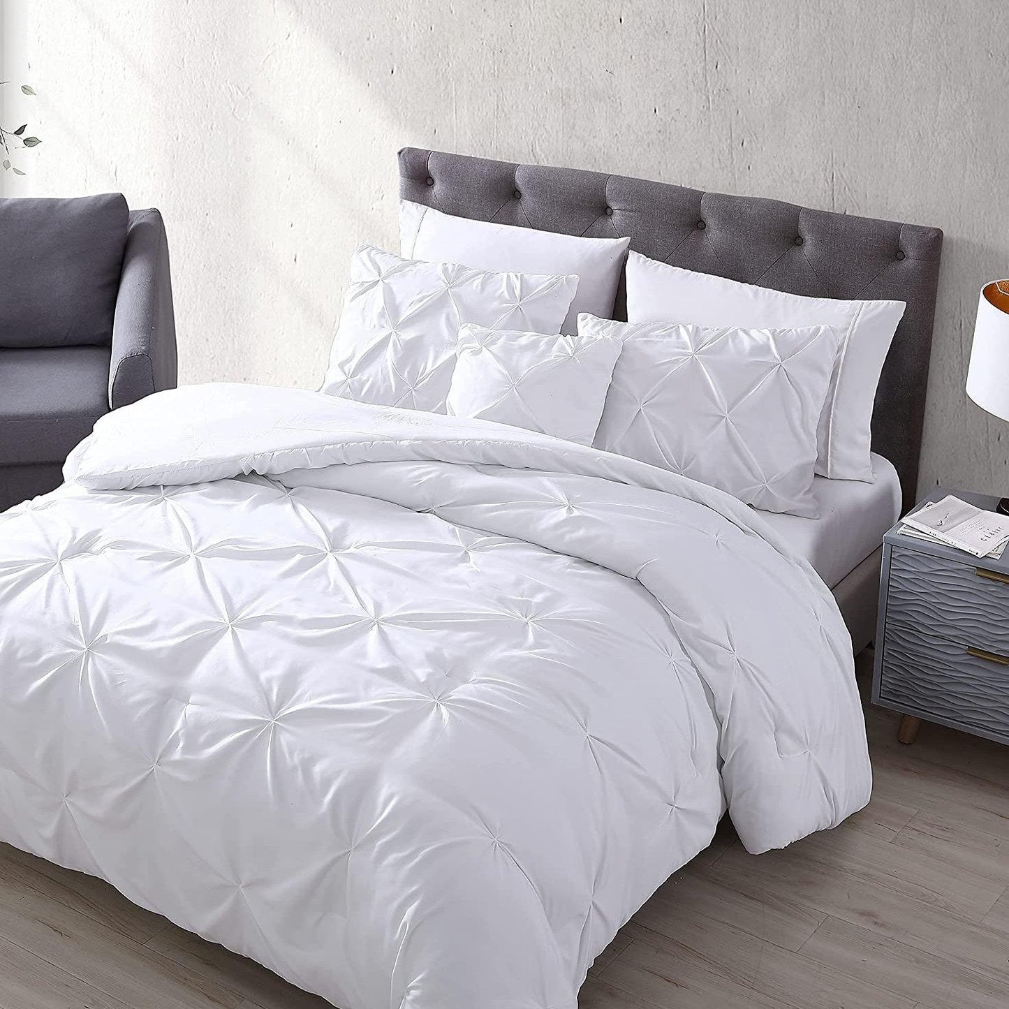 4-Piece: The Nesting Company Spruce Pinch Pleat Bedding Collection Comforter Set __label2:BOGO 30% OFF __stock:250 Bedding refund_fee:1800