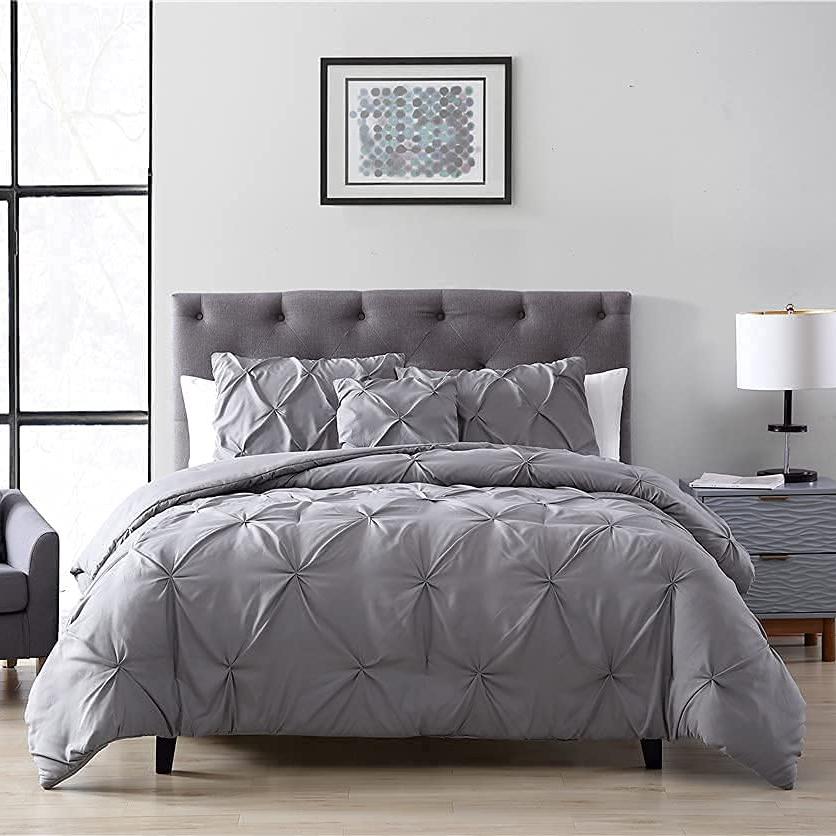 4-Piece: The Nesting Company Spruce Pinch Pleat Bedding Collection Comforter Set Gray __label2:BOGO 30% OFF __stock:250 Bedding refund_fee:1800