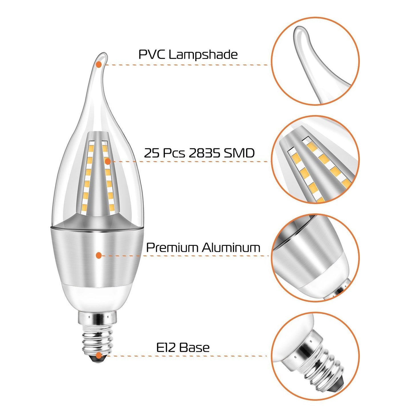 4-Pieces: 5W E12 Candelaria Bulbs Indoor Lighting refund_fee:800 Warranty