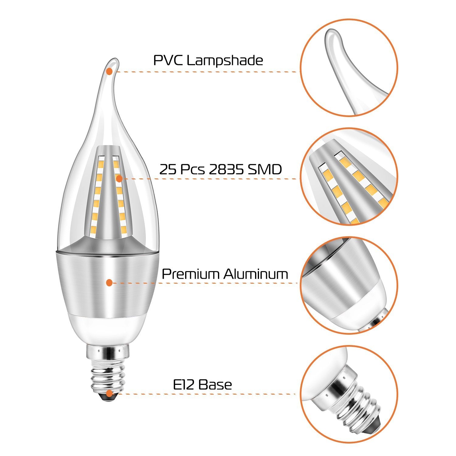 4-Pieces: 5W E12 Candelaria Bulbs Indoor Lighting refund_fee:800 Warranty