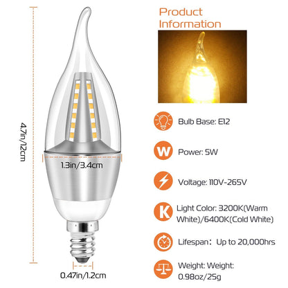 4-Pieces: 5W E12 Candelaria Bulbs Indoor Lighting refund_fee:800 Warranty