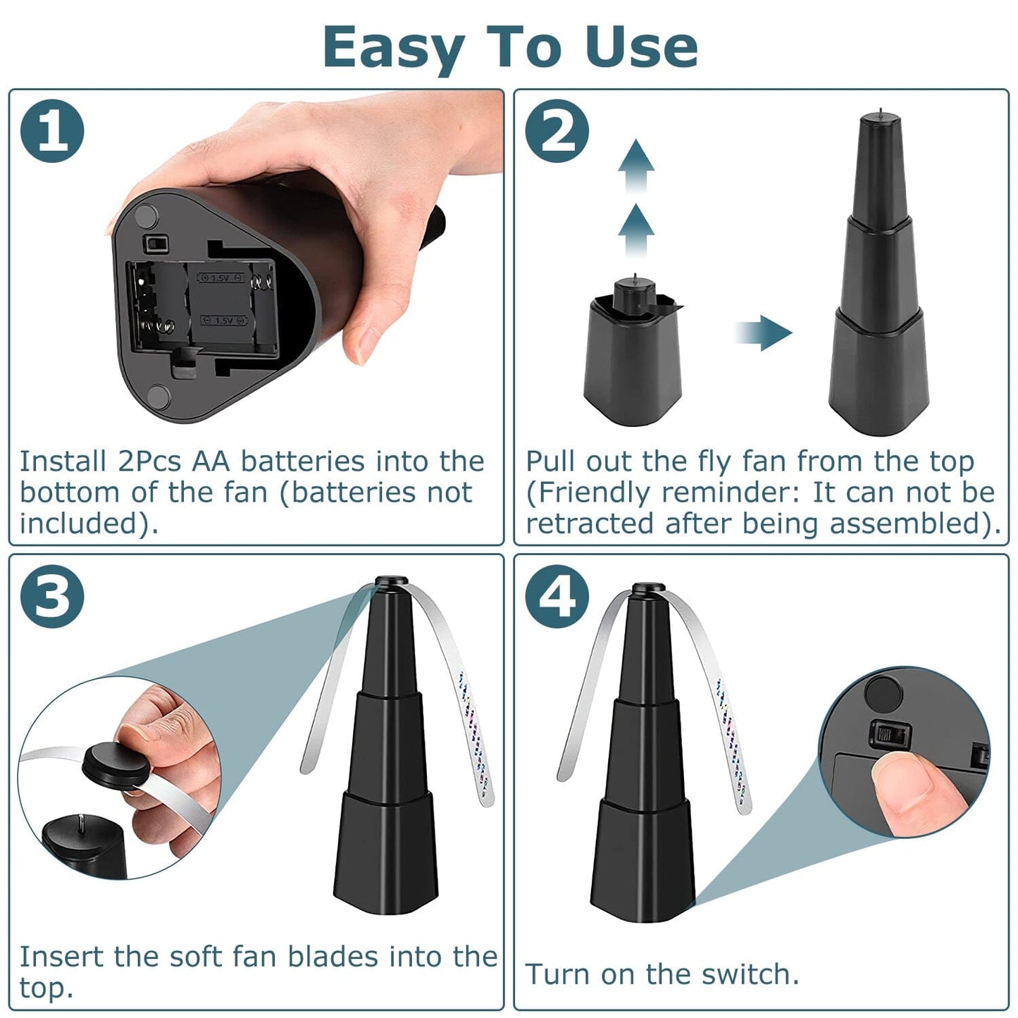 4-Pieces: Fly Repellent Fan Table Top Battery Powered Bug Deterrent __stock:50 Pest Control refund_fee:1200 Warranty