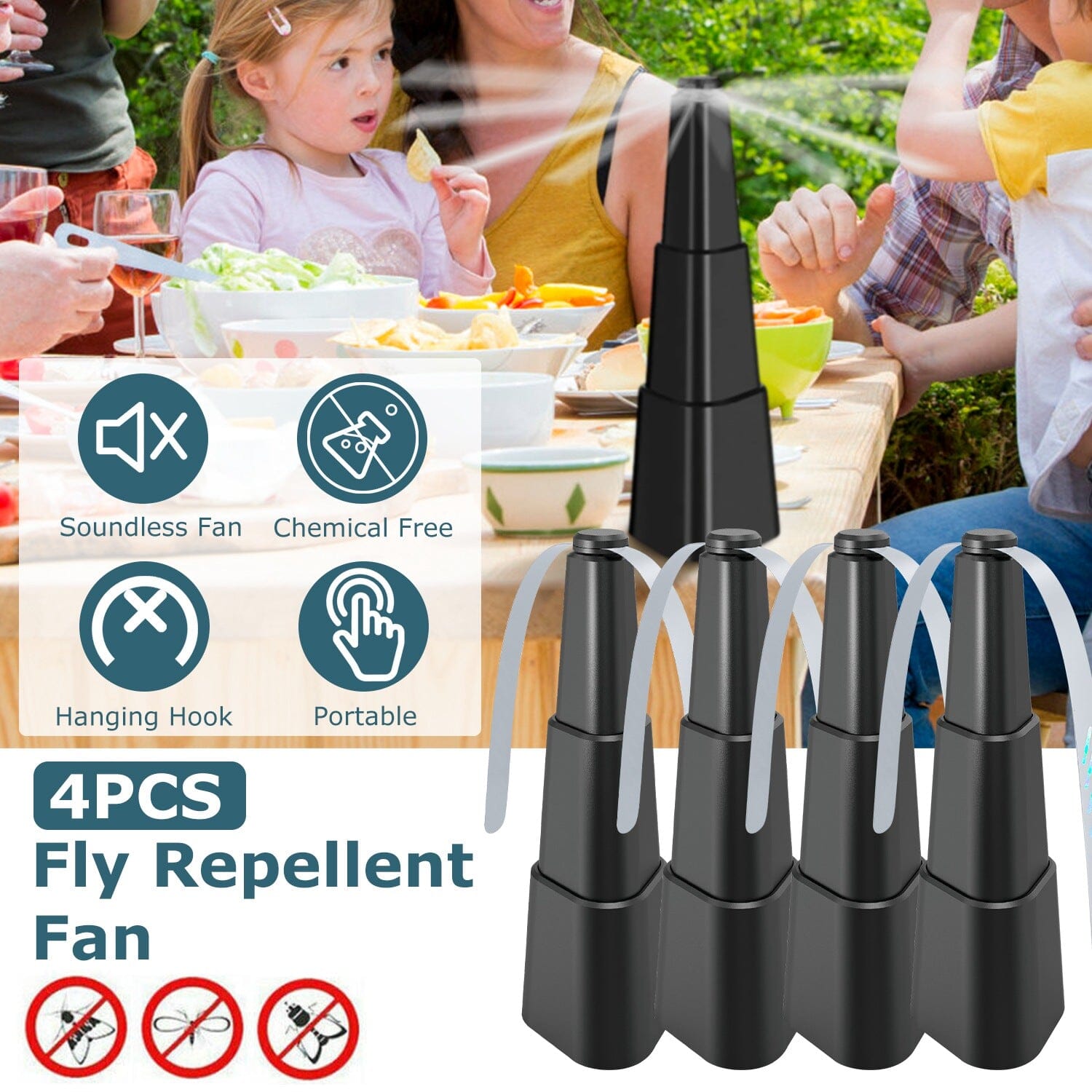 4-Pieces: Fly Repellent Fan Table Top Battery Powered Bug Deterrent __stock:50 Pest Control refund_fee:1200 Warranty