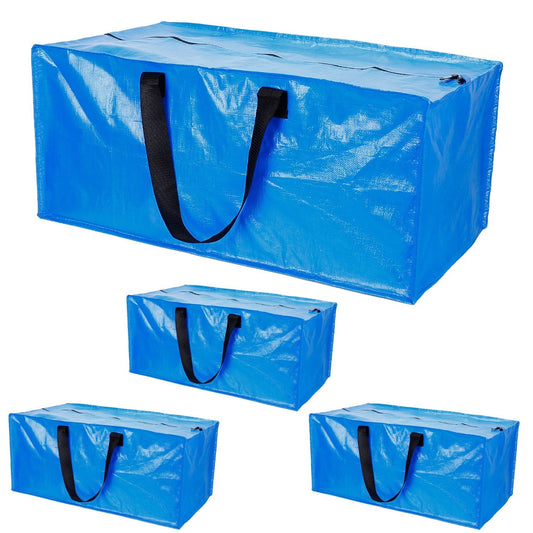 4-Pieces: Reusable Plastic Totes Blue Moving Bin Zippered Storage Bag __stock:50 Closet & Storage refund_fee:1200