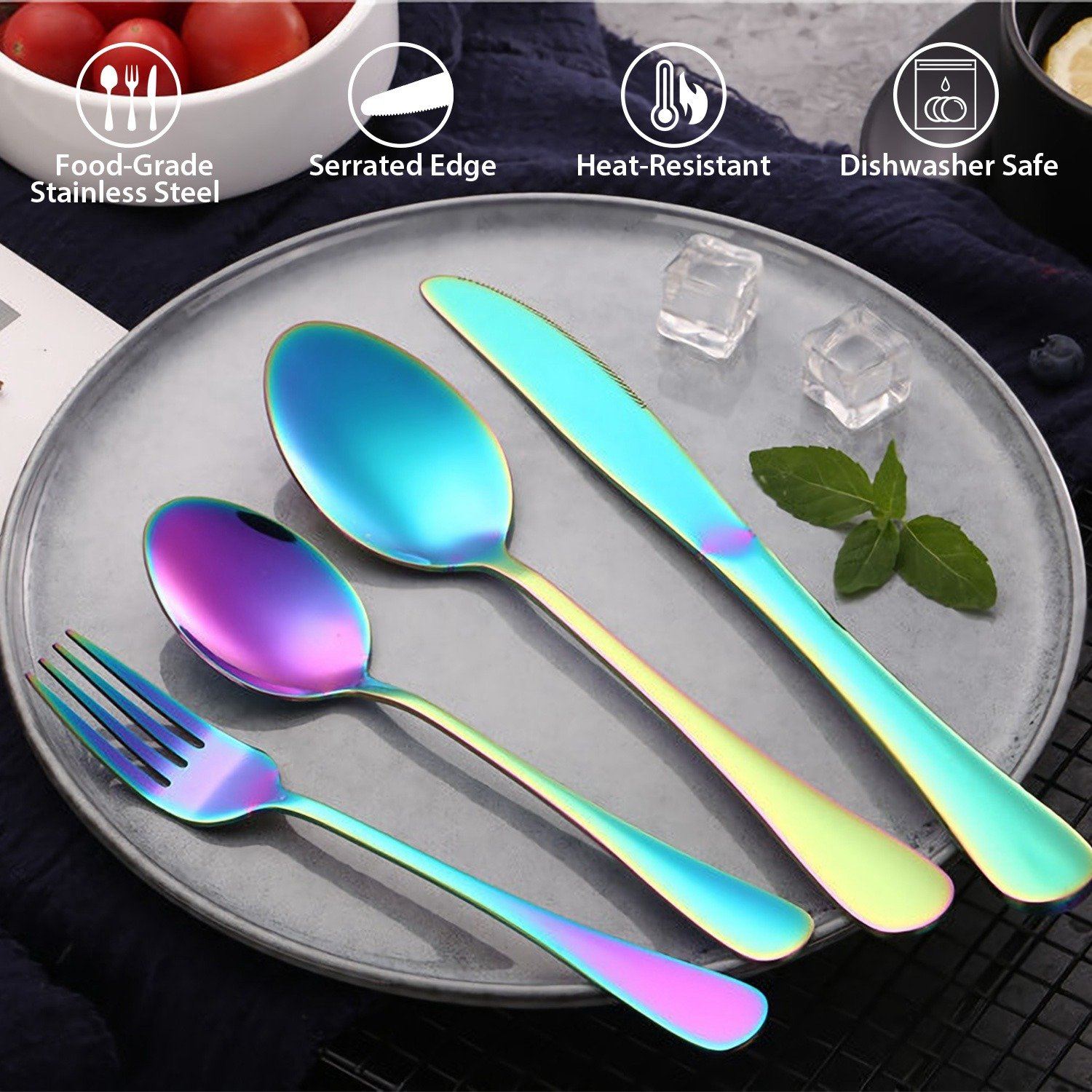 4-Pieces Set: Flatware Stainless Steel Silverware Cutlery Kitchen Set Kitchen & Dining refund_fee:800