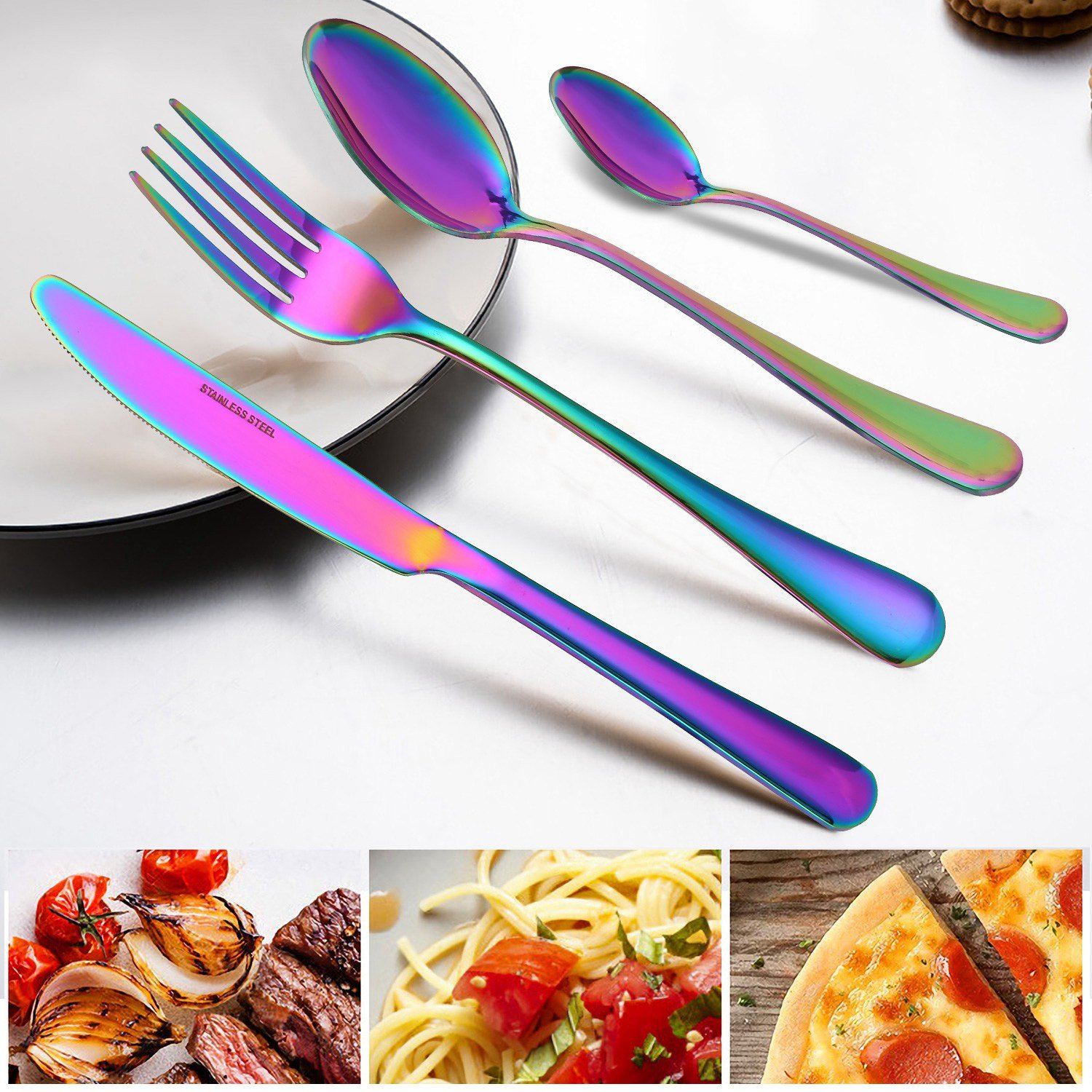 4-Pieces Set: Flatware Stainless Steel Silverware Cutlery Kitchen Set Kitchen & Dining refund_fee:800