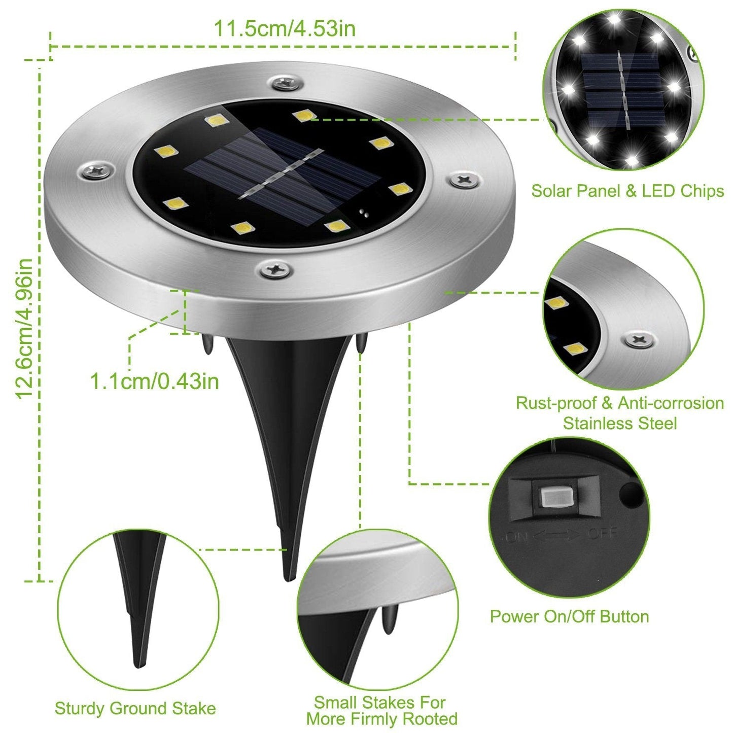 4-Pieces: Solar Powered Ground Light __stock:150 Low stock Outdoor Lighting refund_fee:1200 Warranty