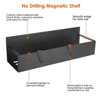 4-Pieces: Spice Rack Strong Magnetic Seasoning Storage Shelf with 8 Removable Hooks __stock:50 Kitchen & Dining refund_fee:1200