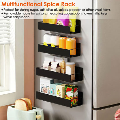 4-Pieces: Spice Rack Strong Magnetic Seasoning Storage Shelf with 8 Removable Hooks __stock:50 Kitchen & Dining refund_fee:1200