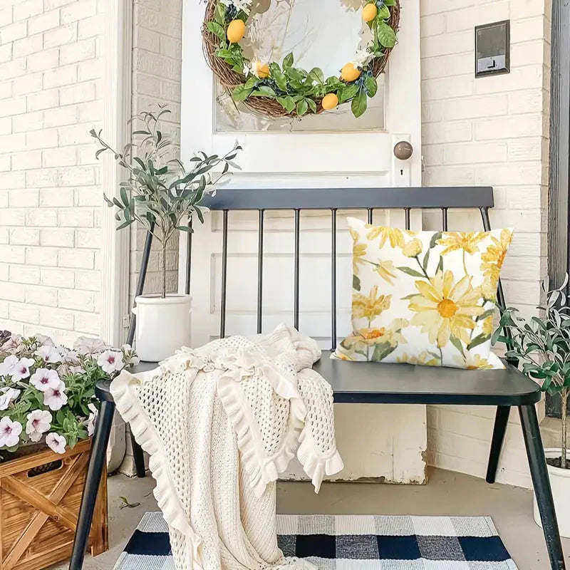 4-Pieces: Summer Flowers Printed Throw Pillow Cover Cushion Pillow Case __stock:200 Furniture and Décor refund_fee:1200