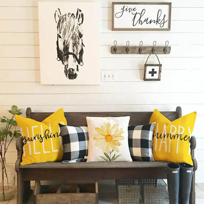 4-Pieces: Summer Flowers Printed Throw Pillow Cover Cushion Pillow Case __stock:200 Furniture and Décor refund_fee:1200