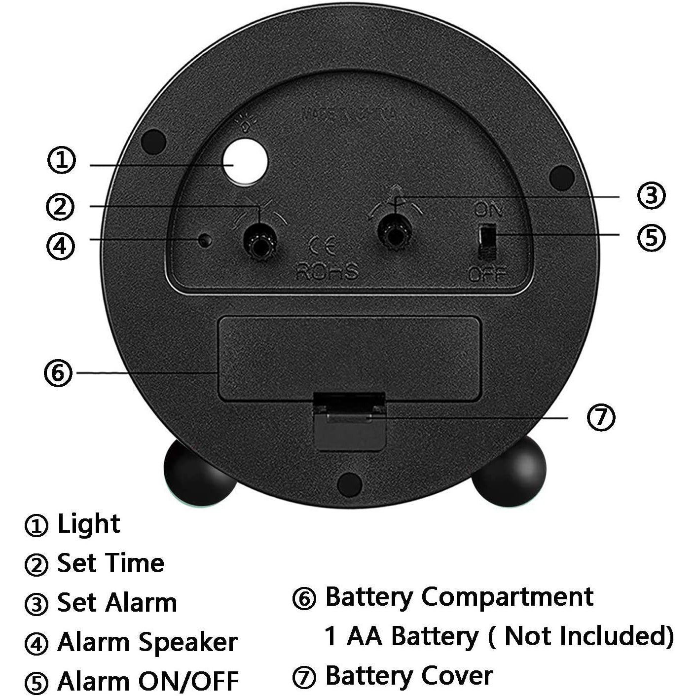 4" Super Silent Non Ticking Analog Alarm Clock with Night Light __stock:200 Household Appliances refund_fee:1200 Warranty