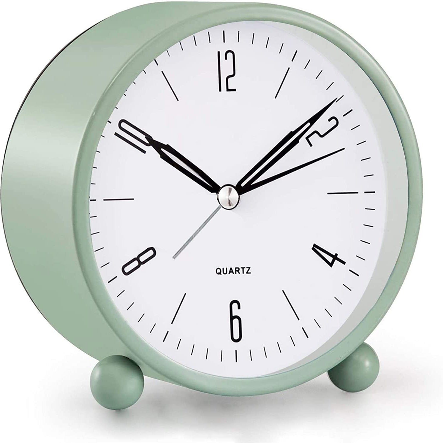 4" Super Silent Non Ticking Analog Alarm Clock with Night Light Green __stock:200 Household Appliances refund_fee:1200 Warranty