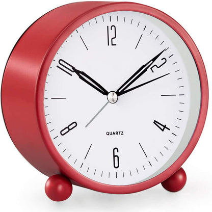 4" Super Silent Non Ticking Analog Alarm Clock with Night Light Red __stock:200 Household Appliances refund_fee:1200 Warranty