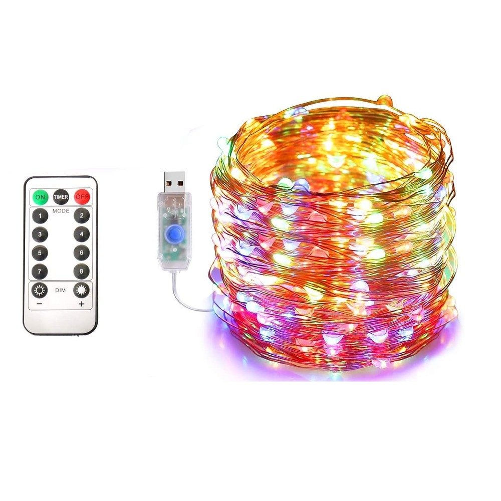 40 Ft. USB Waterproof Remote Control LED Christmas String Lights with 8 Modes refund_fee:800 String & Fairy Lights Warranty