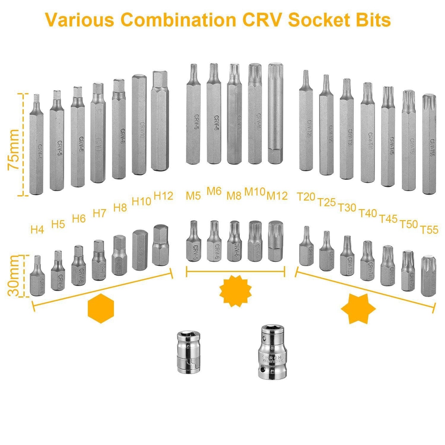 40-Pieces: Socket Bit Set Hex Torx Spine __stock:100 Home Improvement Low stock refund_fee:1200