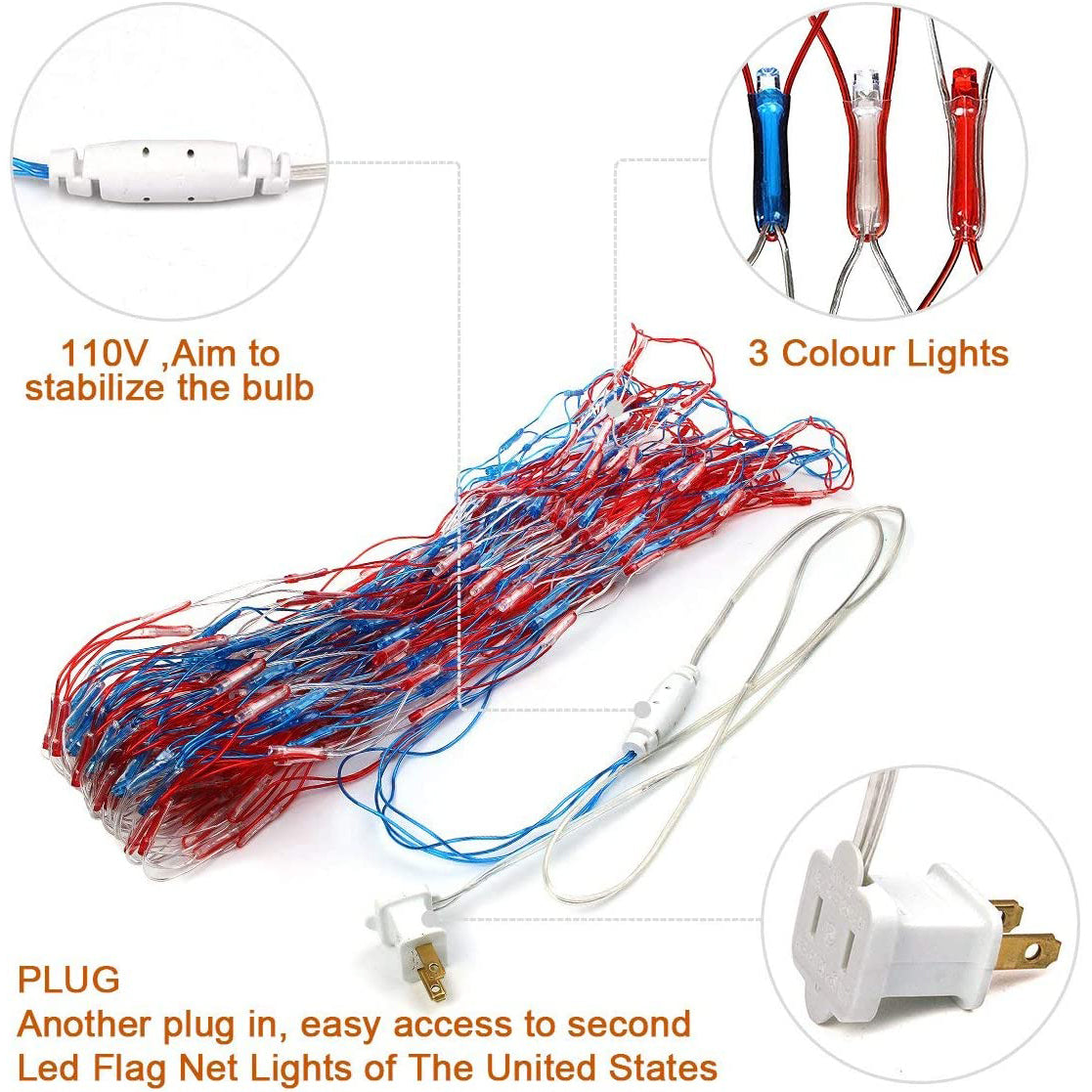 420 LED American Advanced Flag String Lights __stock:200 refund_fee:1200 String & Fairy Lights Warranty