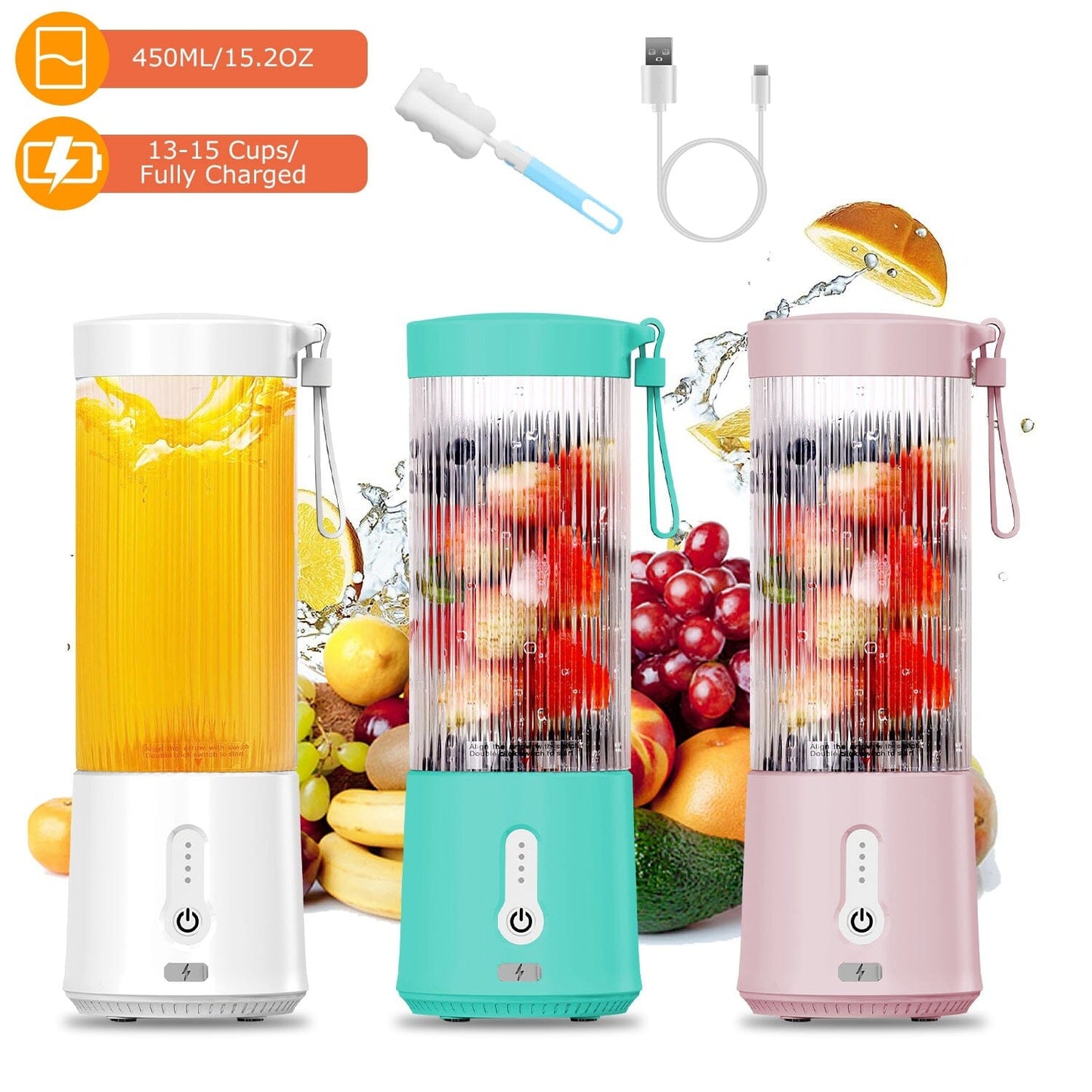 450ml Rechargeable Fruit Blender with 6 Blades __stock:50 Kitchen & Dining refund_fee:1200 Warranty