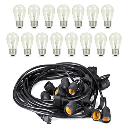 48ft Outdoor String Light Waterproof Patio String Lights Bulbs refund_fee:2200 String & Fairy Lights Warranty