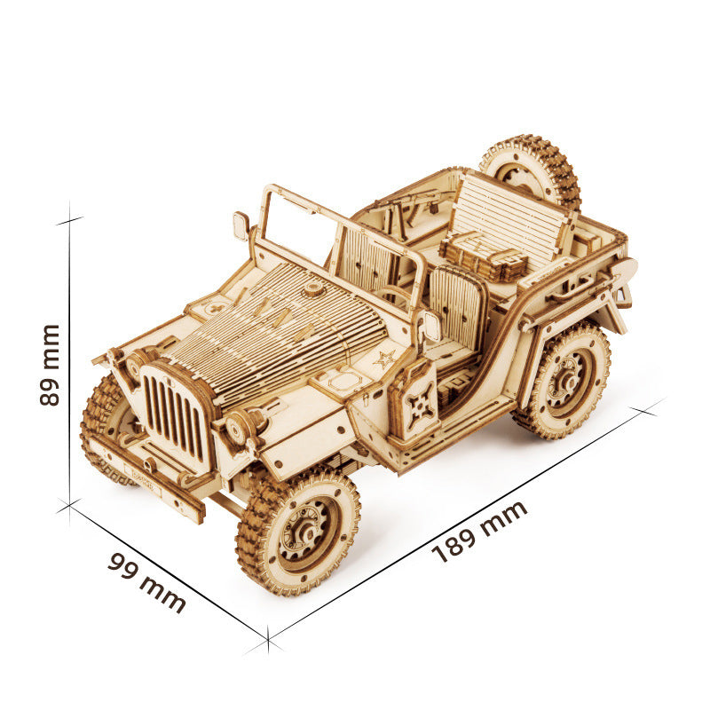 Super Wooden Mechanical Model Puzzle Set Military Jeep Furniture and Décor toys