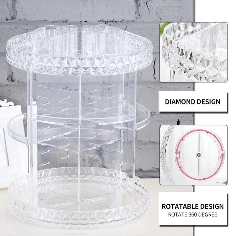 360° Rotating Crystal Cosmetic Storage Box Closet & Storage storage