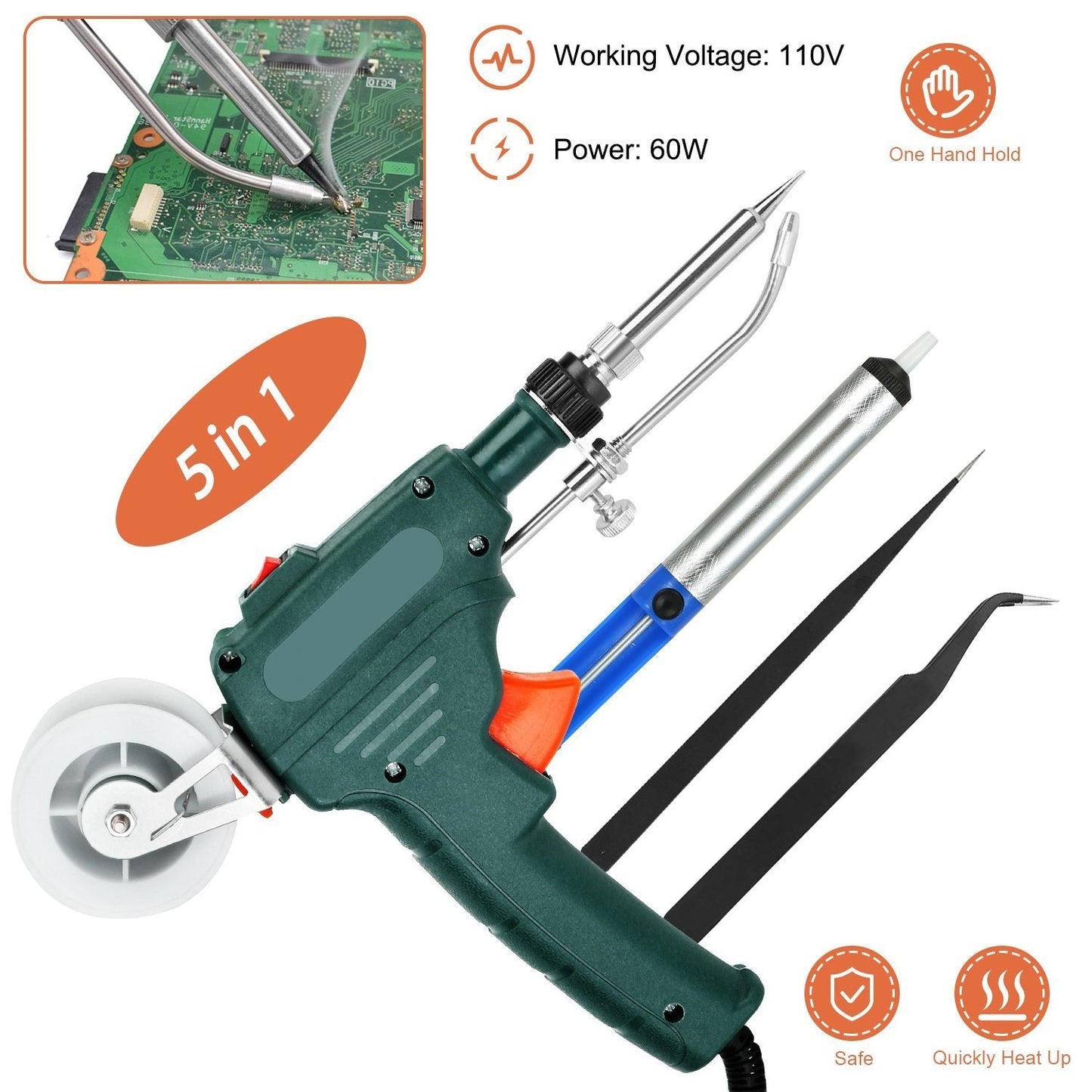 5-in-1 Automatic Hand-Held Soldering Iron Gun Kit Home Improvement refund_fee:1200 Warranty