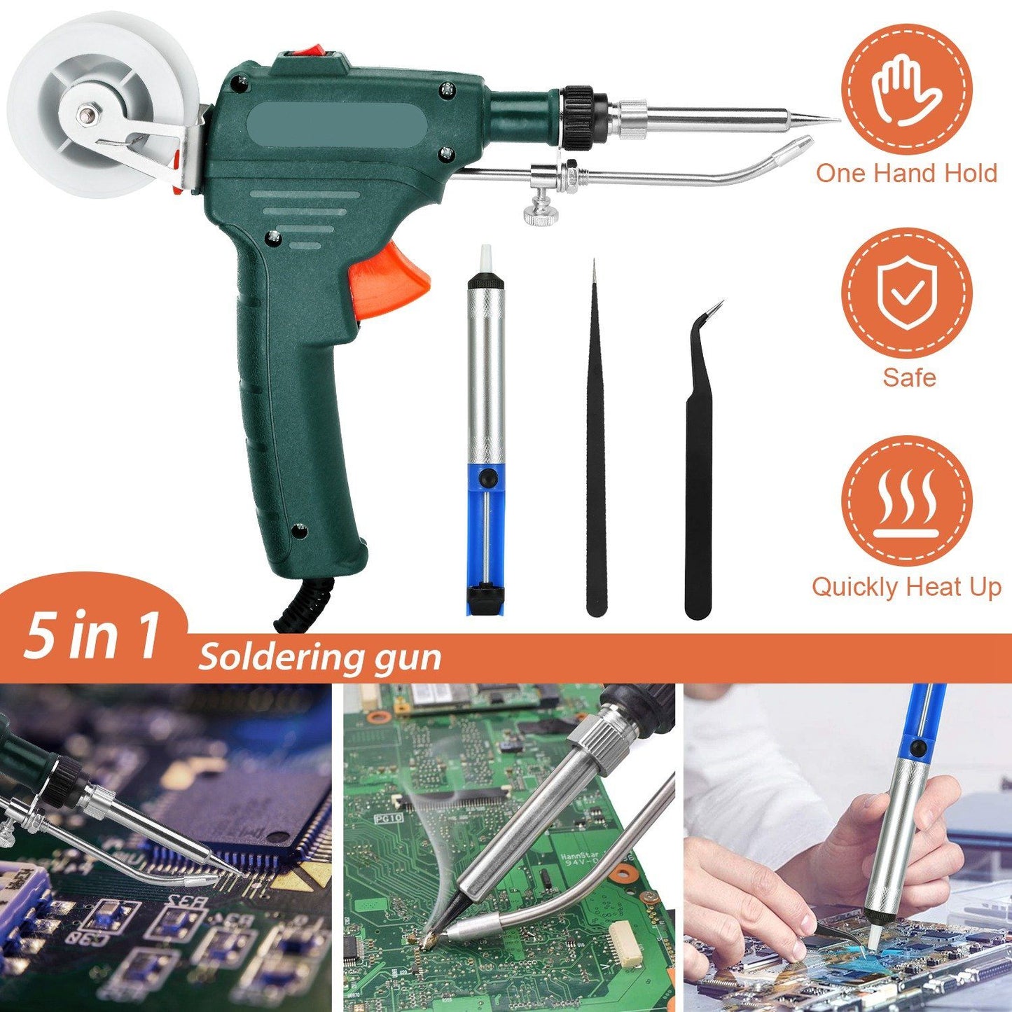 5-in-1 Automatic Hand-Held Soldering Iron Gun Kit Home Improvement refund_fee:1200 Warranty