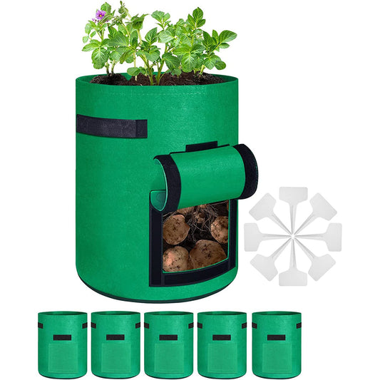 5-Pack: 7 Gallon Potato Grow Bags with Flap Window __stock:1000 Garden & Patio refund_fee:1200