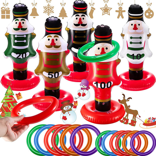 5-Pack: Christmas Nutcrackers Ring Toss Christmas Party Games Toys __stock:200 Holiday Decor & Apparel refund_fee:1200