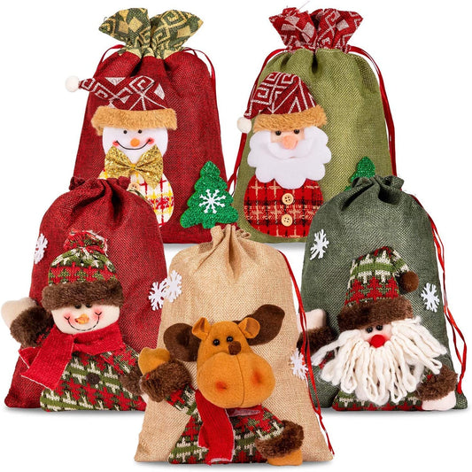 5-Pack: Drawstring Christmas Bags __stock:200 Holiday Decor & Apparel refund_fee:1200