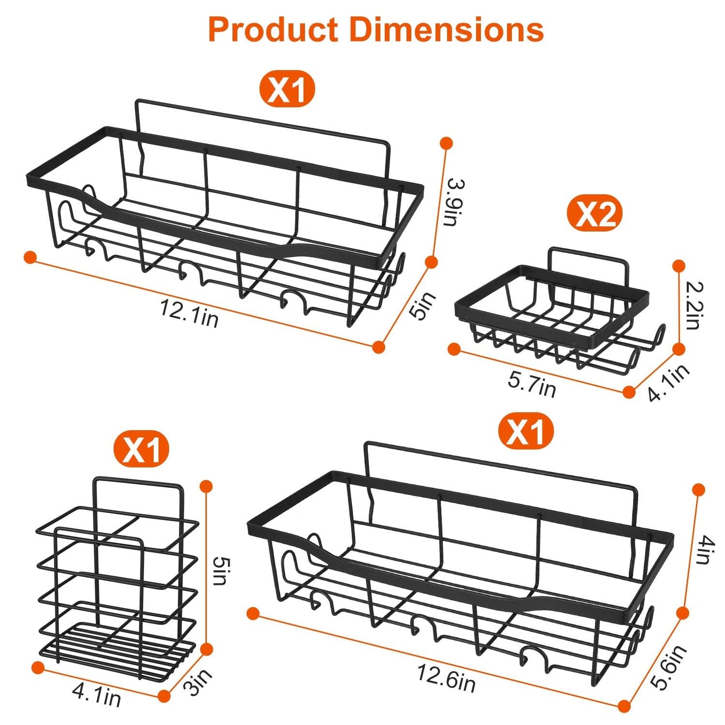 5-Pack: Shower Caddy Shelves with 18 Inbuilt Hooks __stock:50 Bath refund_fee:1200