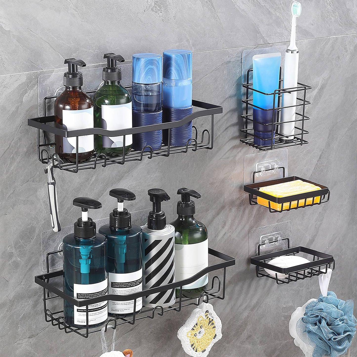 5-Pack: Shower Caddy Shelves with 18 Inbuilt Hooks __stock:50 Bath refund_fee:1200