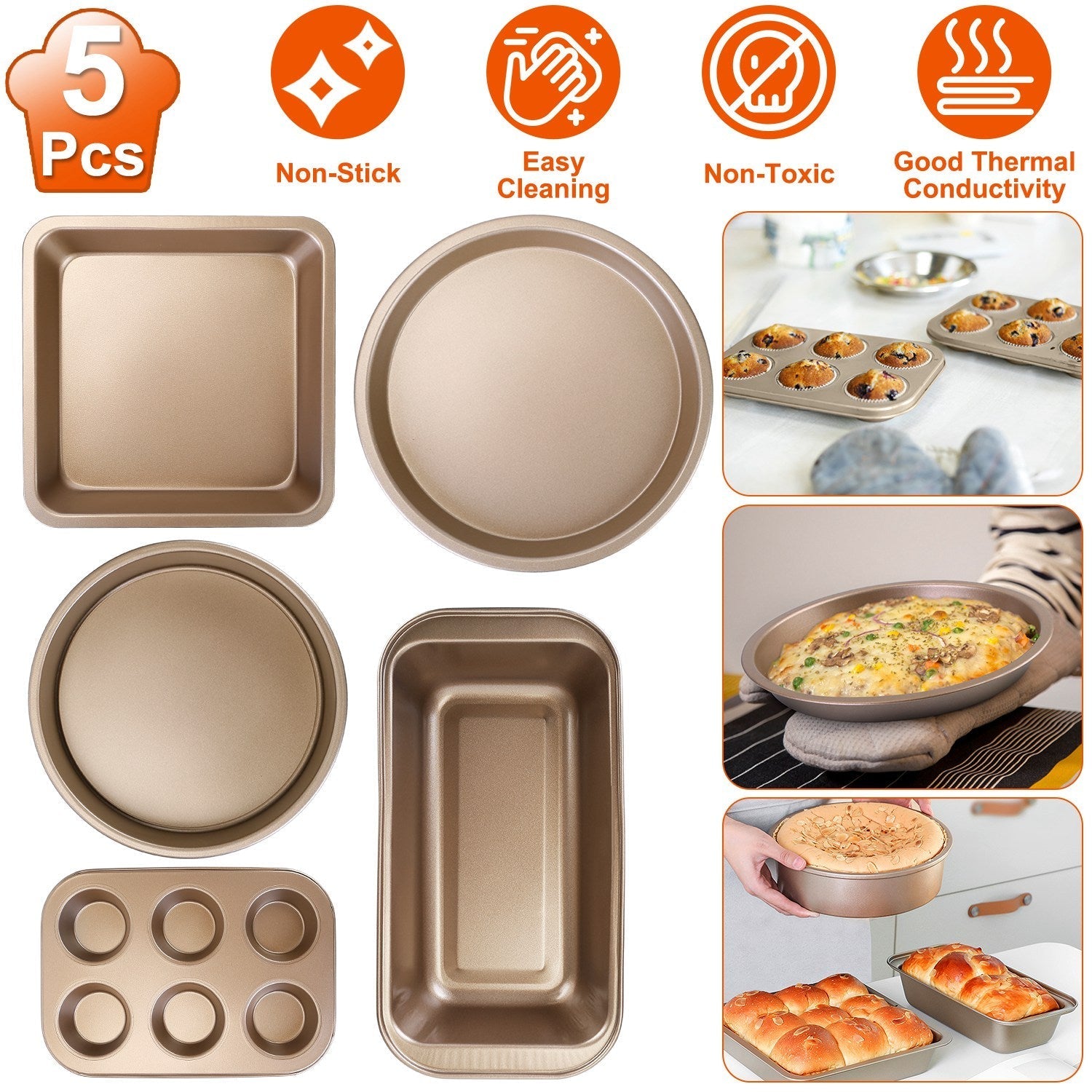 5-Piece: Nonstick Bakeware Set __stock:50 Kitchen & Dining Low stock refund_fee:1800