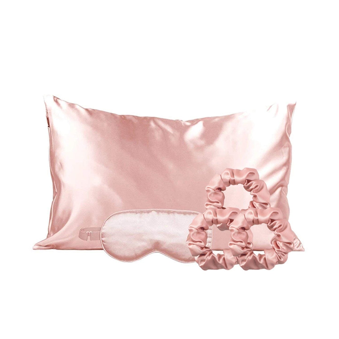 5-Piece: Silky Satin Cozy Comfortable Blush Sleep Set For Peaceful Sleep And Healthy Skin __label2:BOGO 30% OFF Bedding refund_fee:800