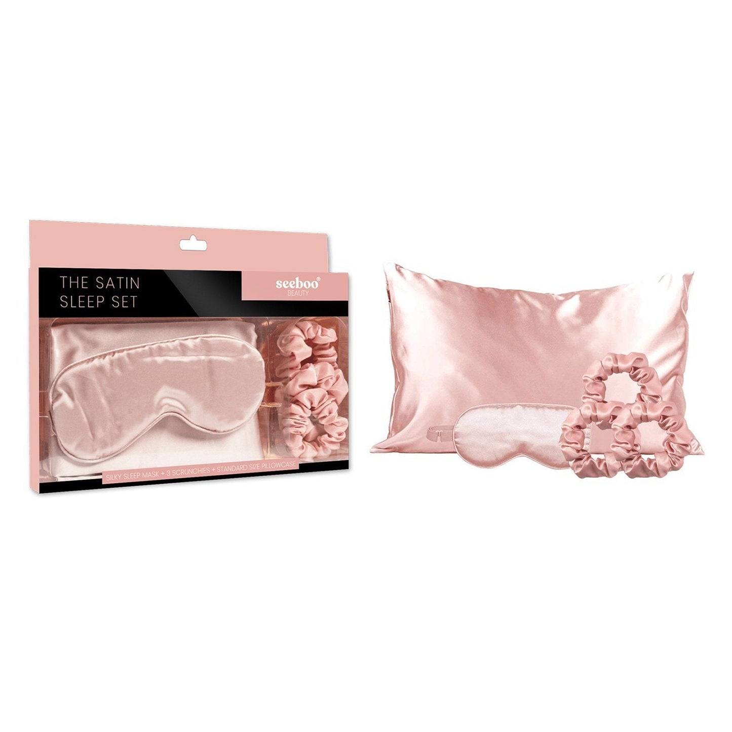 5-Piece: Silky Satin Cozy Comfortable Blush Sleep Set For Peaceful Sleep And Healthy Skin __label2:BOGO 30% OFF Bedding refund_fee:800