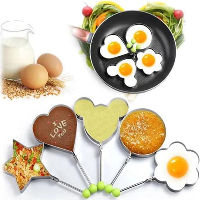 5-Pieces Set: Fried Egg Mold Pancake Rings Shaped Kitchen & Dining refund_fee:800