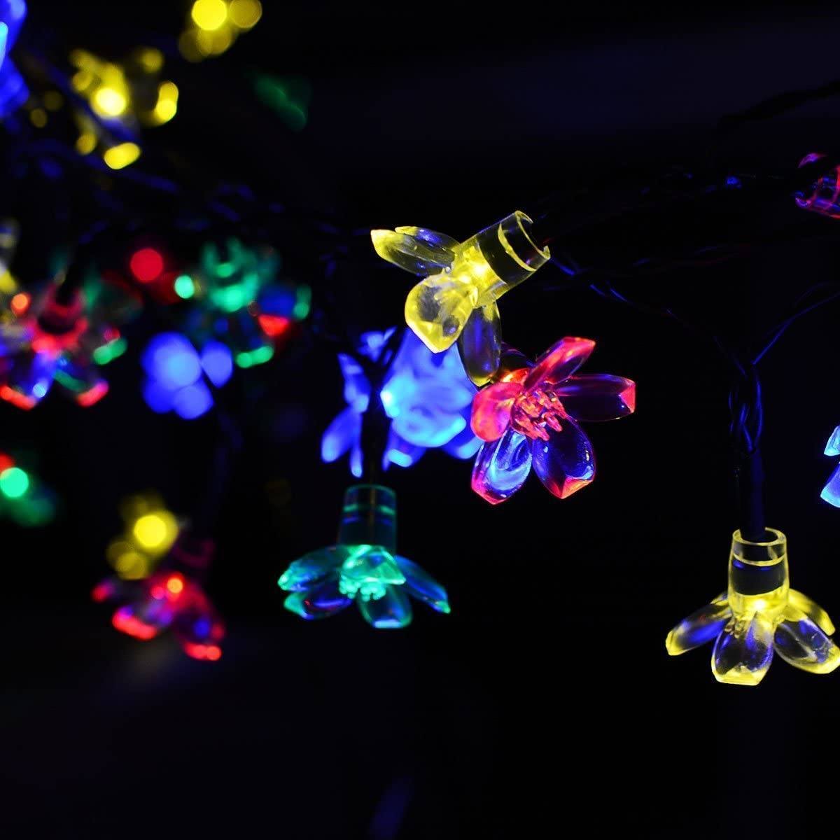 50 LED Fairy Flower Blossom Solar String Lights __stock:500 refund_fee:800 String & Fairy Lights Warranty