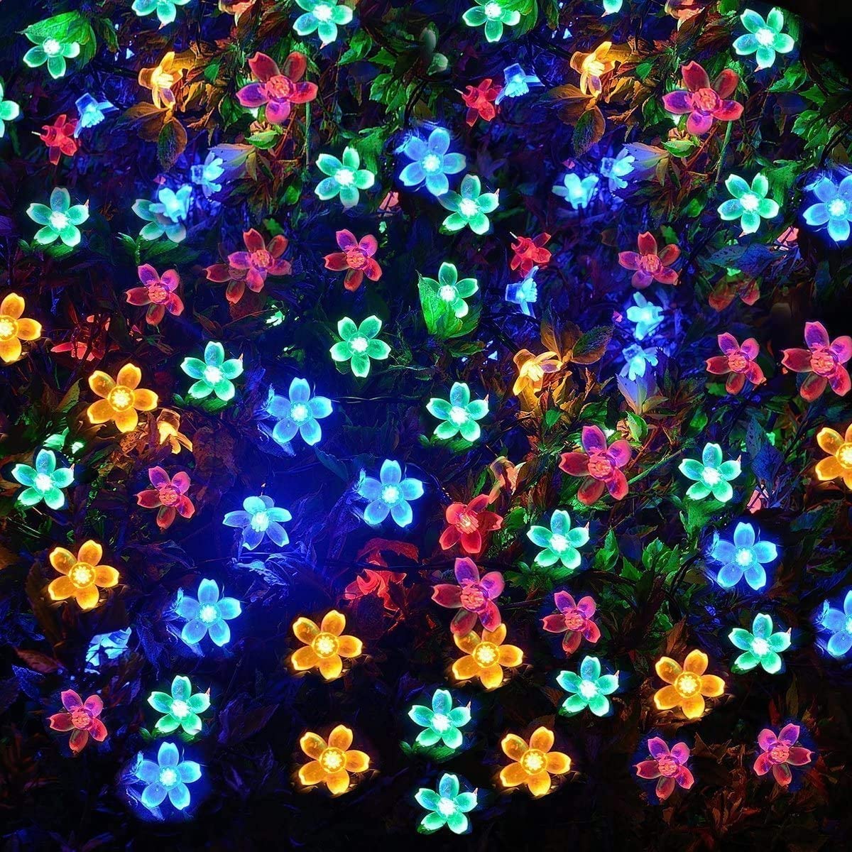 50 LED Fairy Flower Blossom Solar String Lights __stock:500 refund_fee:800 String & Fairy Lights Warranty