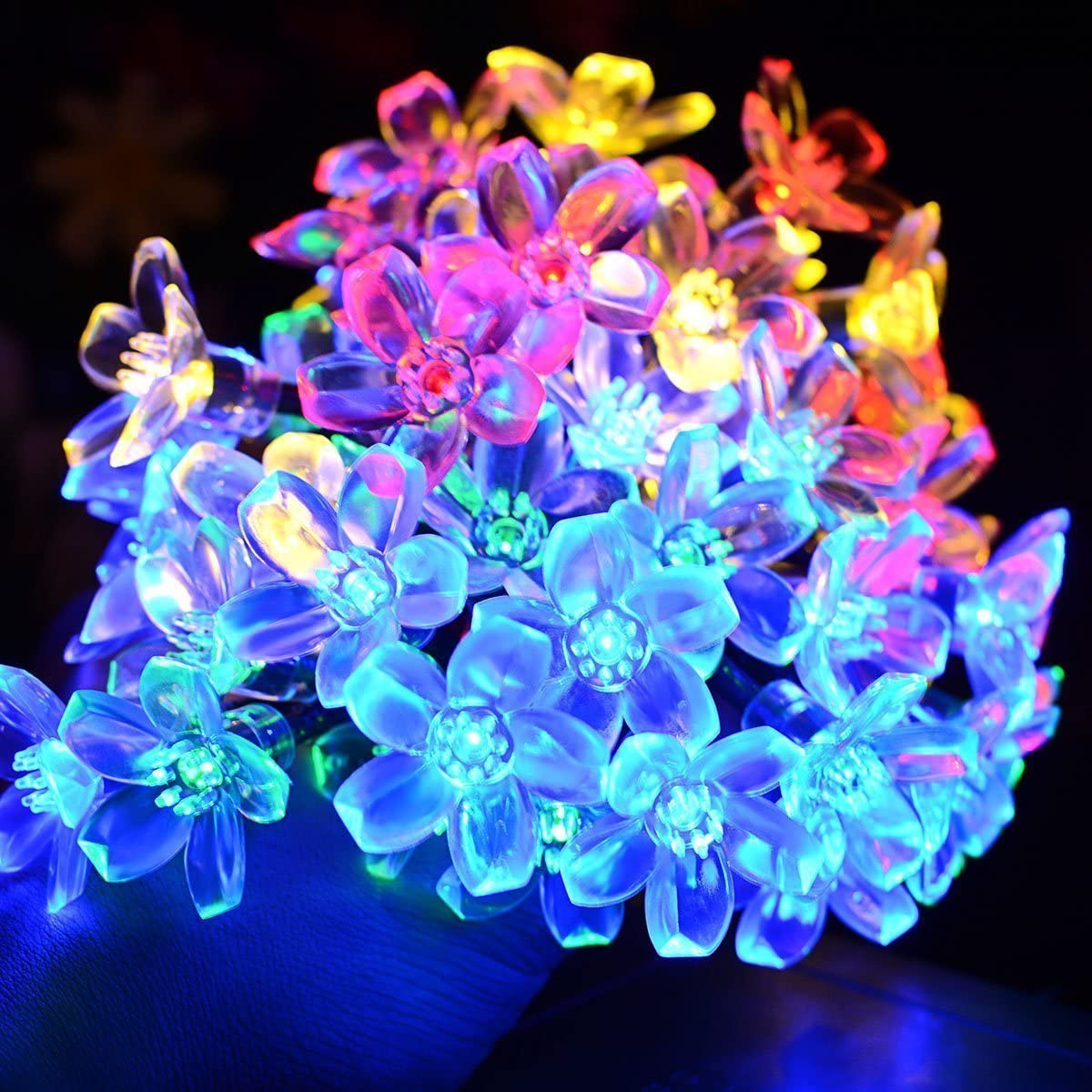 50 LED Fairy Flower Blossom Solar String Lights Multicolor __stock:500 refund_fee:800 String & Fairy Lights Warranty