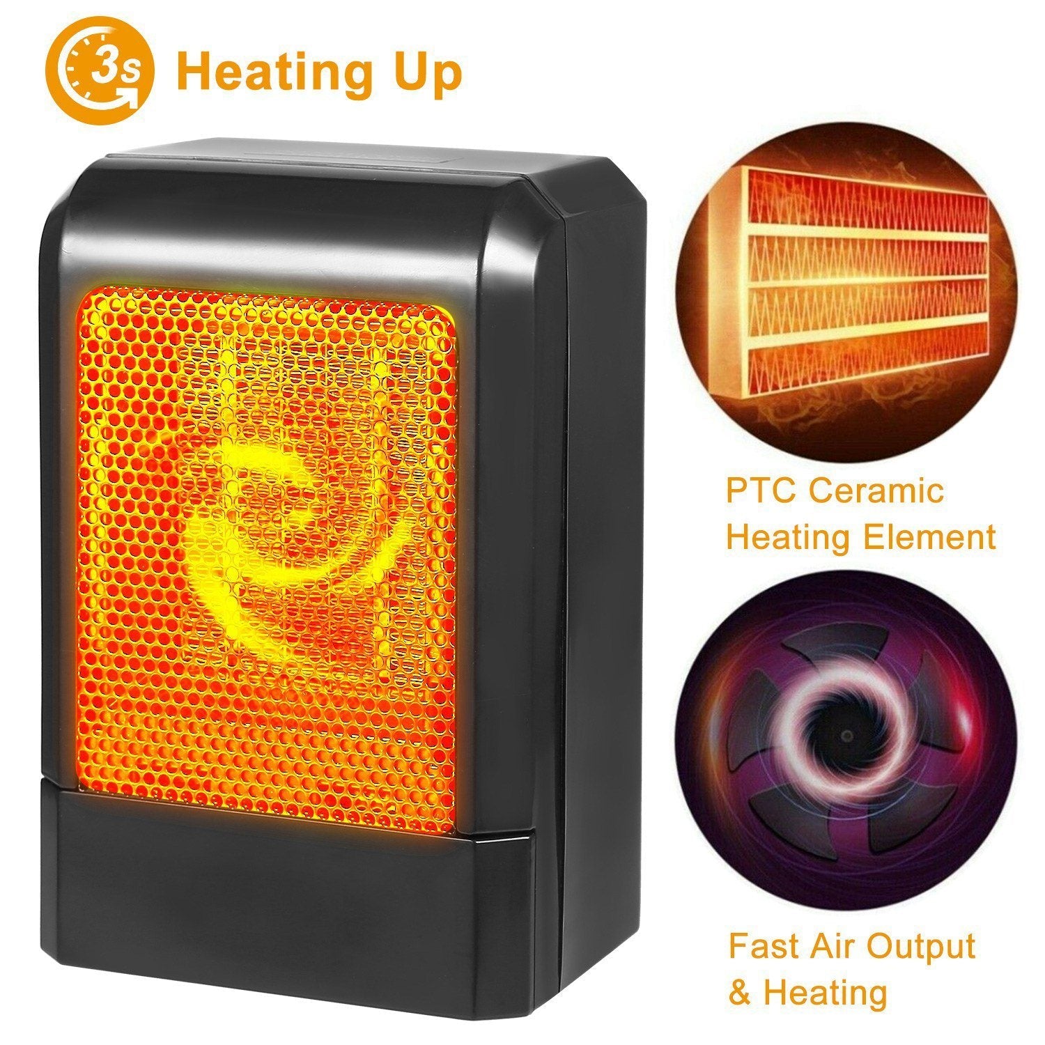 500W Ceramic Portable Electric Heater __stock:50 Household Appliances refund_fee:1200 Warranty