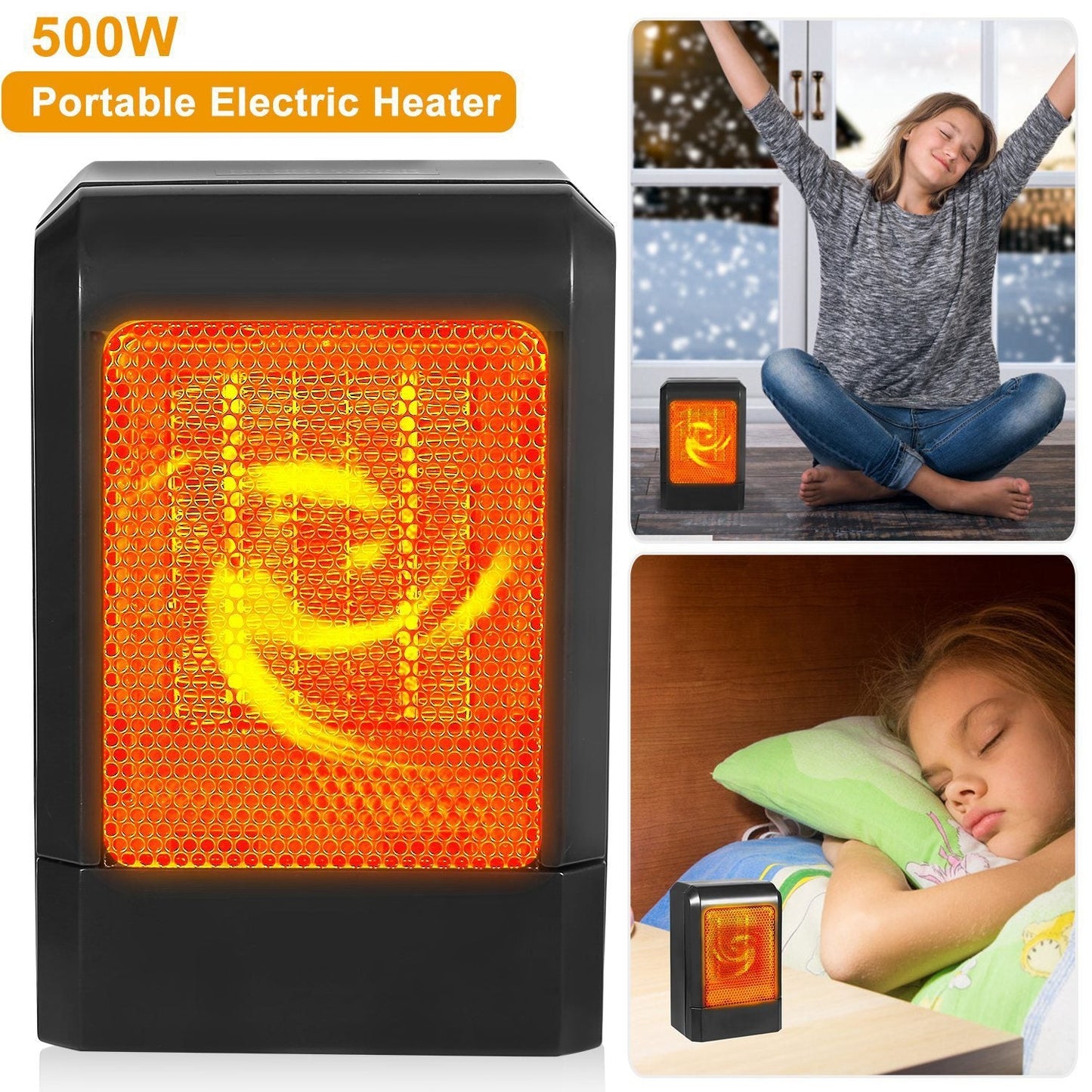 500W Ceramic Portable Electric Heater __stock:50 Household Appliances refund_fee:1200 Warranty