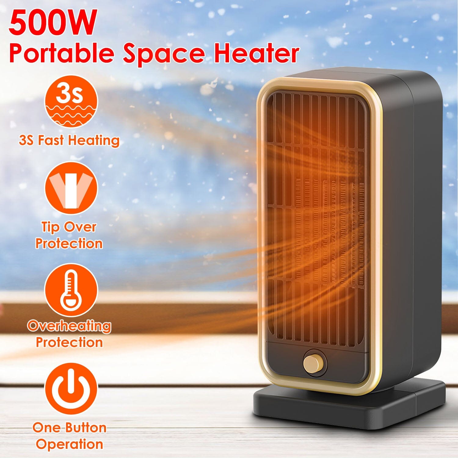 500W Portable Electric Heater __stock:50 Household Appliances Low stock refund_fee:1200 Warranty