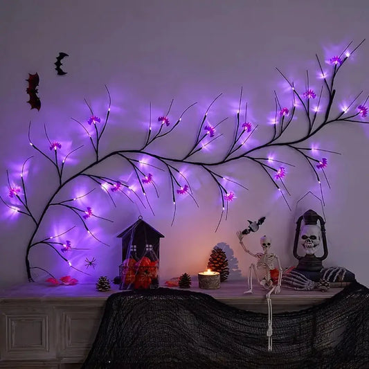 54LED Halloween Bat Decorative Branch String Lights, Wall-mounted Indoor Decorative String Lights Bat __stock:200 Holiday Decor & Apparel refund_fee:1200