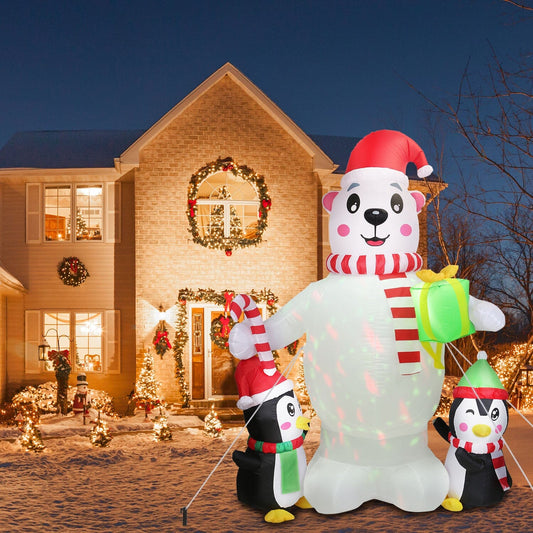 5.9Ft Christmas Inflatable Polar Bear and Penguin Blow Up Yard Outdoor Decoration with LED __stock:50 Holiday Decor & Apparel refund_fee:2200 Warranty